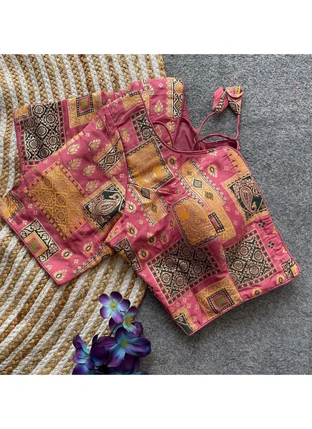 Pinki Pure Dola Silk With Multicolour Weaving Work Blouse Best Wholesale Shop In Surat